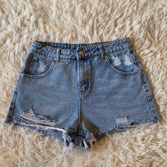 Princess Polly Pants - Princess Polly High Waisted Distressed Shorts